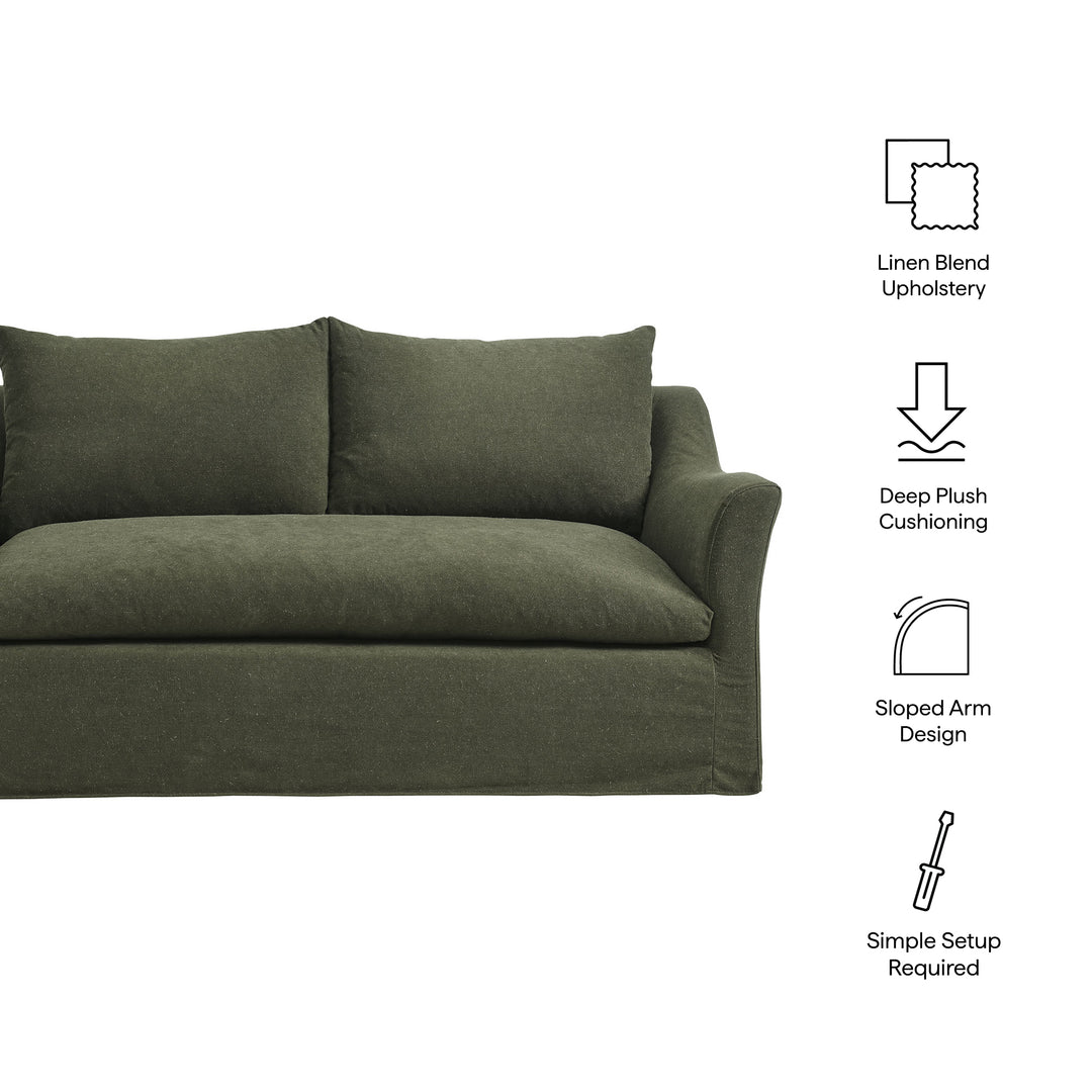 Somerset 70" Linen Blend Slipcovered Loveseat in Sage