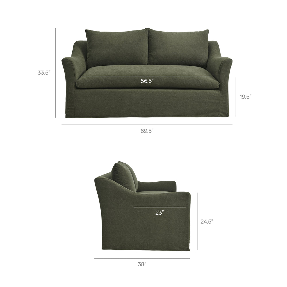 Somerset 70" Linen Blend Slipcovered Loveseat in Sage