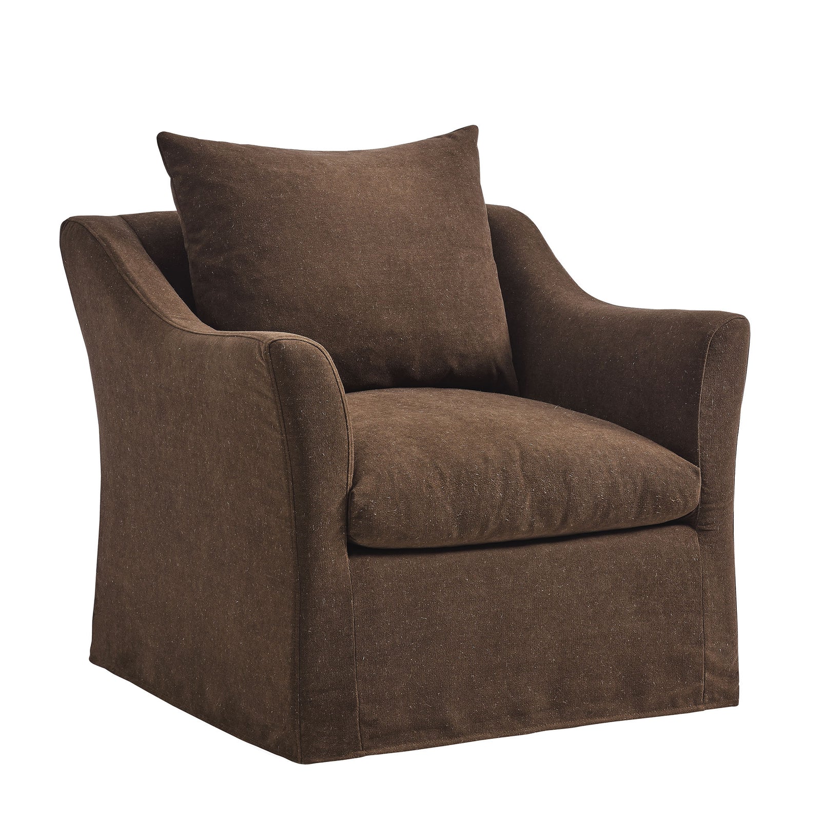 Somerset Linen Blend Slipcovered Armchair in Cocoa