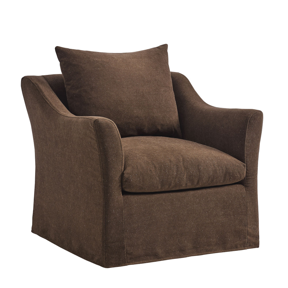 Somerset Linen Blend Slipcovered Armchair in Cocoa
