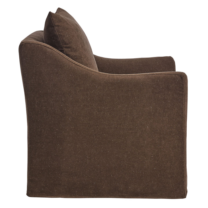 Somerset Linen Blend Slipcovered Armchair in Cocoa