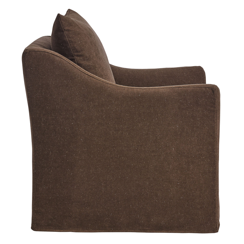 Somerset Linen Blend Slipcovered Armchair in Cocoa
