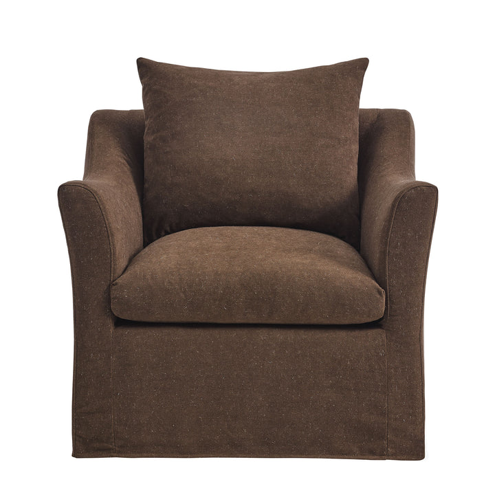Somerset Linen Blend Slipcovered Armchair in Cocoa
