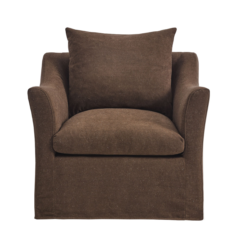Somerset Linen Blend Slipcovered Armchair in Cocoa