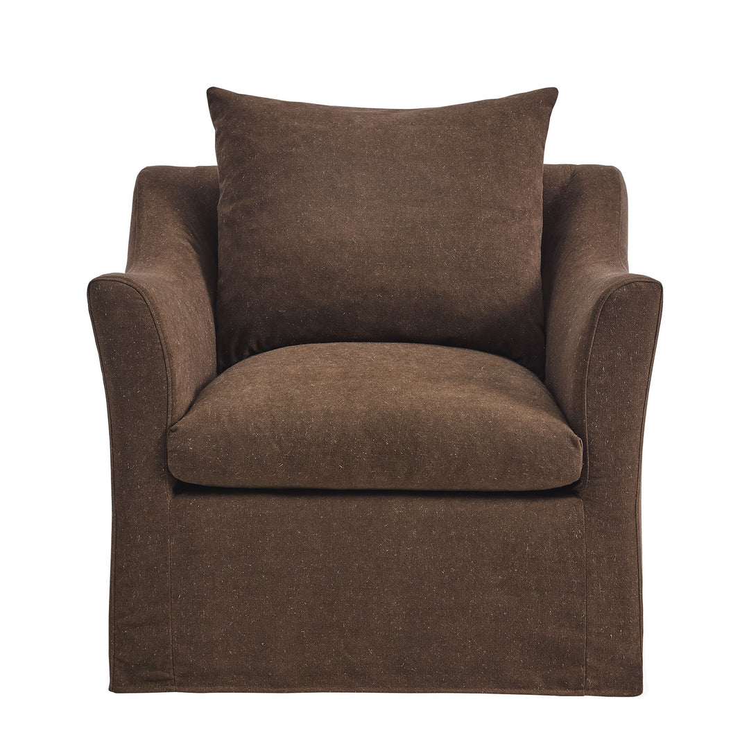Somerset Linen Blend Slipcovered Armchair in Cocoa