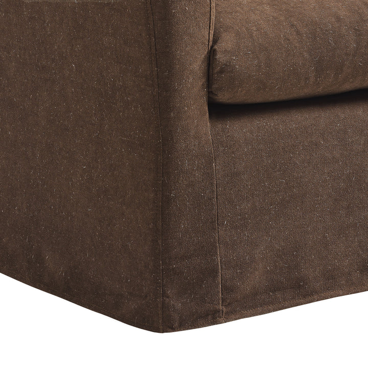 Somerset Linen Blend Slipcovered Armchair in Cocoa