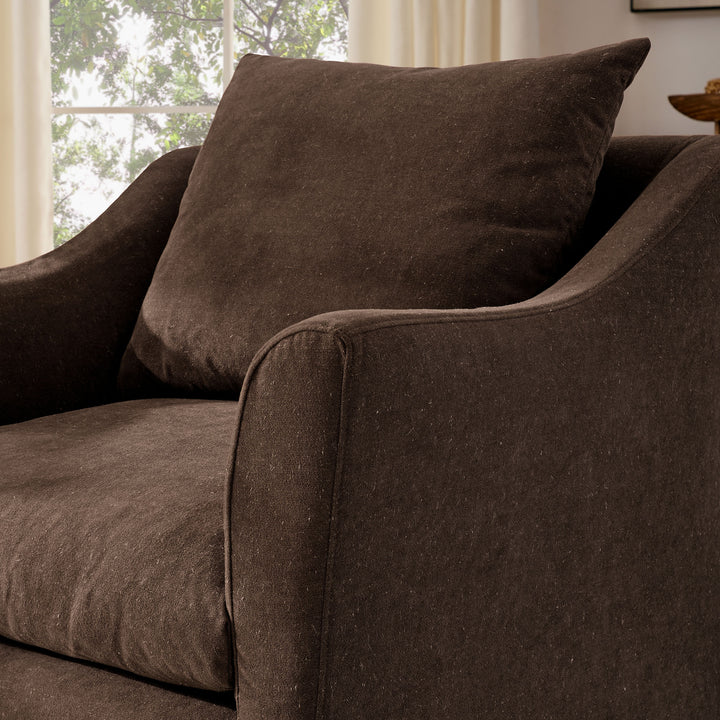 Somerset Linen Blend Slipcovered Armchair in Cocoa