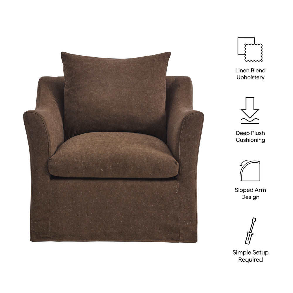 Somerset Linen Blend Slipcovered Armchair in Cocoa