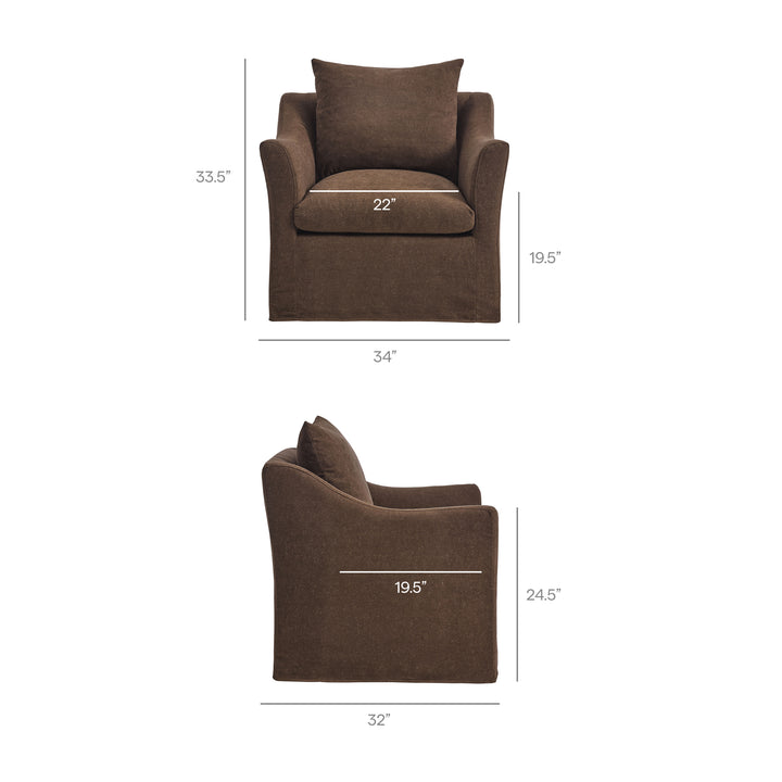 Somerset Linen Blend Slipcovered Armchair in Cocoa