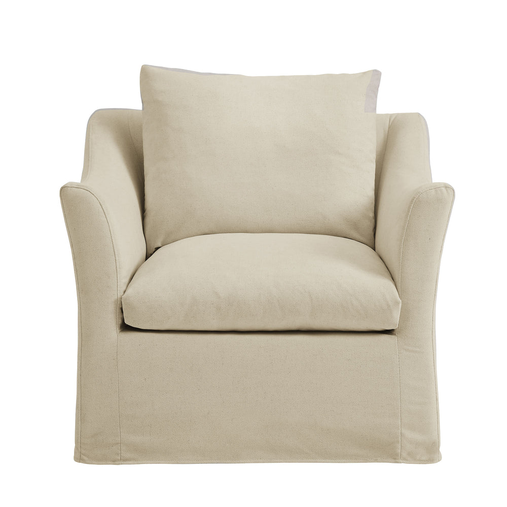 Somerset Linen Blend Slipcovered Armchair in Linen