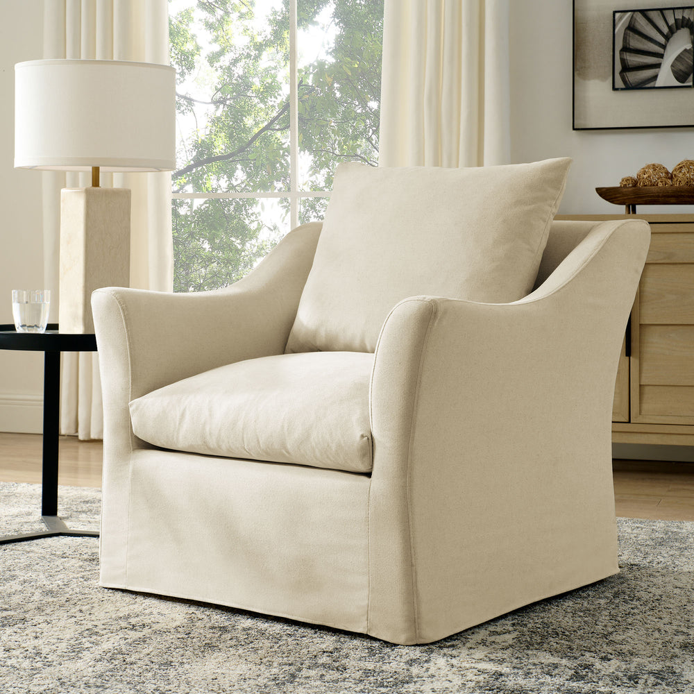 Somerset Linen Blend Slipcovered Armchair in Linen