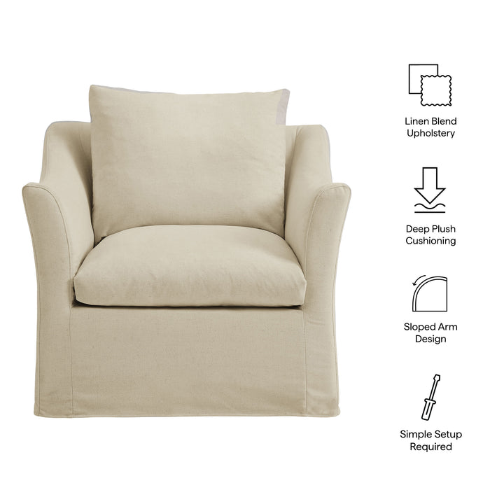 Somerset Linen Blend Slipcovered Armchair in Linen