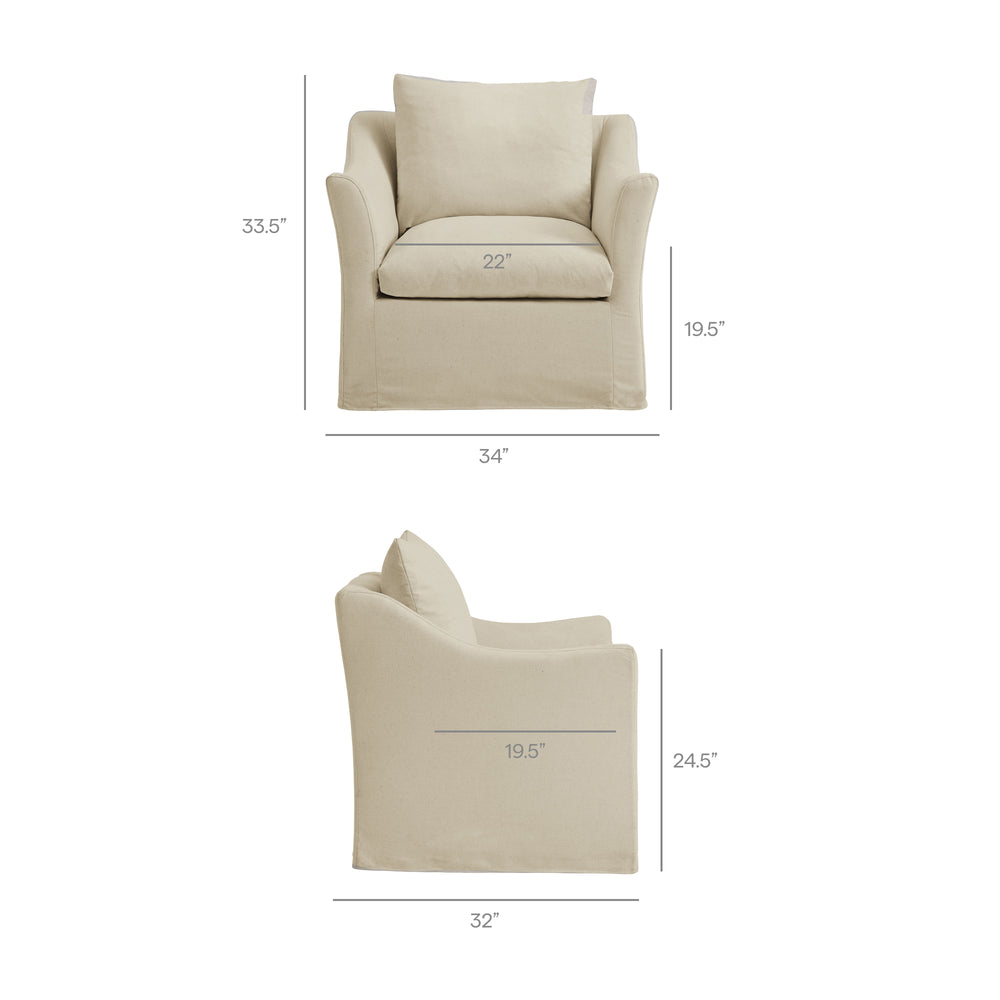 Somerset Linen Blend Slipcovered Armchair in Linen