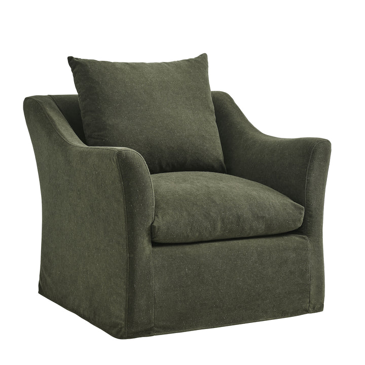 Somerset Linen Blend Slipcovered Armchair in Sage
