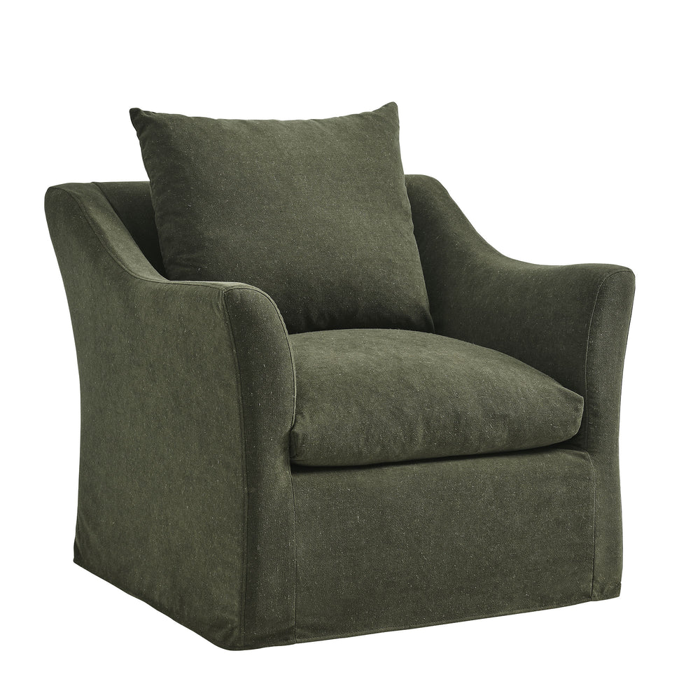 Somerset Linen Blend Slipcovered Armchair in Sage
