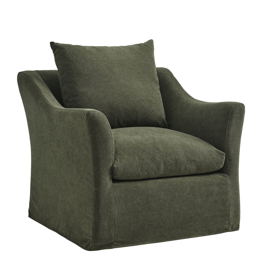 Somerset Linen Blend Slipcovered Armchair in Sage