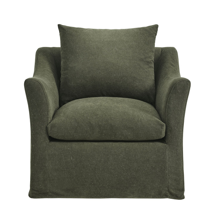 Somerset Linen Blend Slipcovered Armchair in Sage