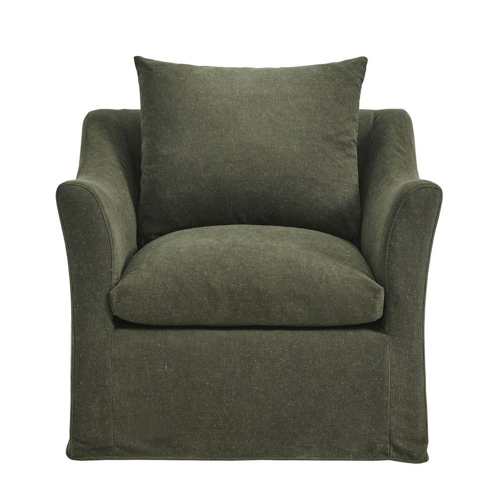 Somerset Linen Blend Slipcovered Armchair in Sage