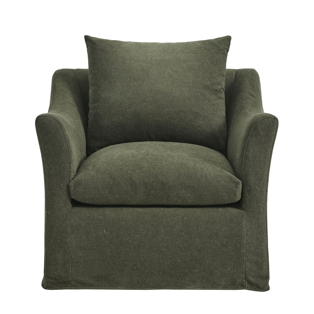 Somerset Linen Blend Slipcovered Armchair in Sage