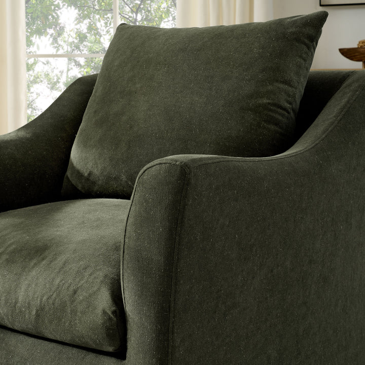 Somerset Linen Blend Slipcovered Armchair in Sage