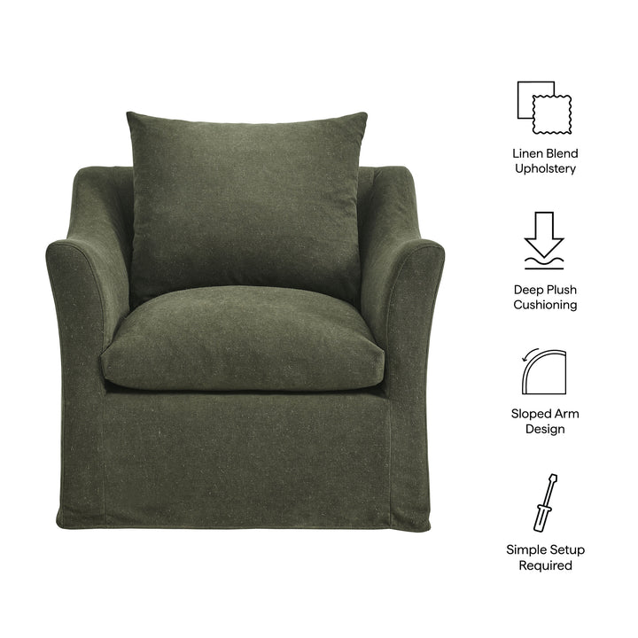 Somerset Linen Blend Slipcovered Armchair in Sage