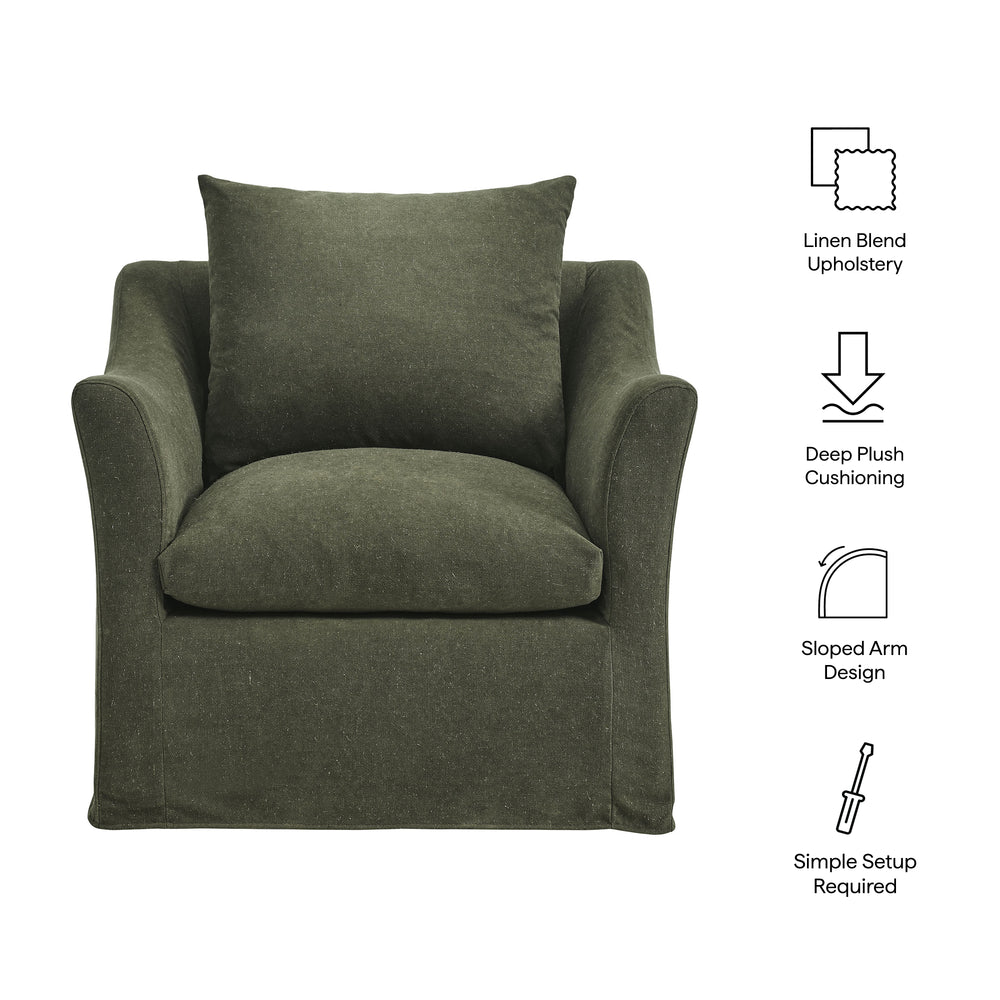 Somerset Linen Blend Slipcovered Armchair in Sage