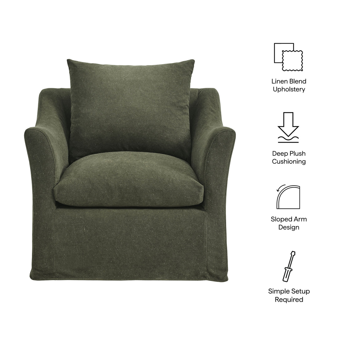 Somerset Linen Blend Slipcovered Armchair in Sage