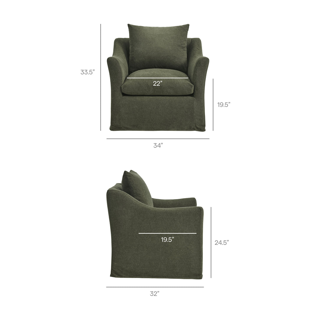 Somerset Linen Blend Slipcovered Armchair in Sage