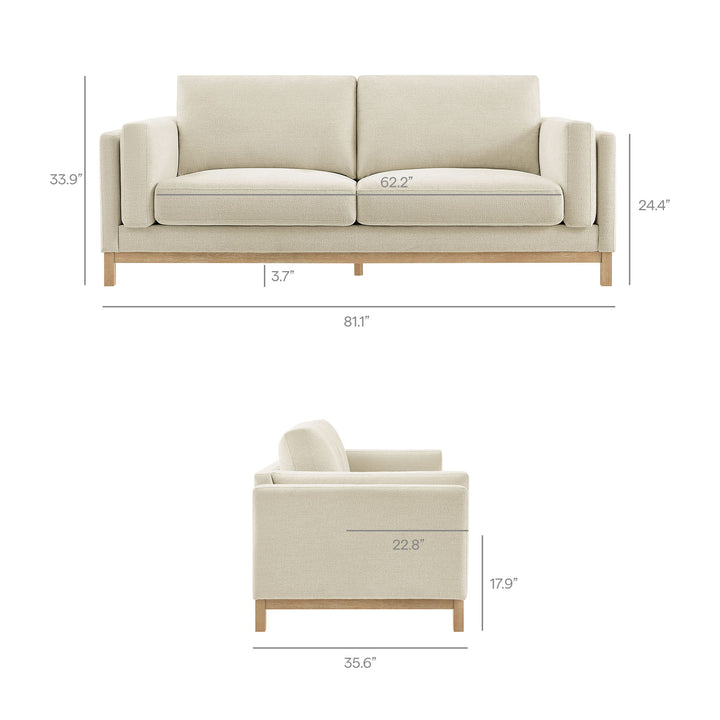 Roscoe 81 inch Fabric Sofa in Ivory
