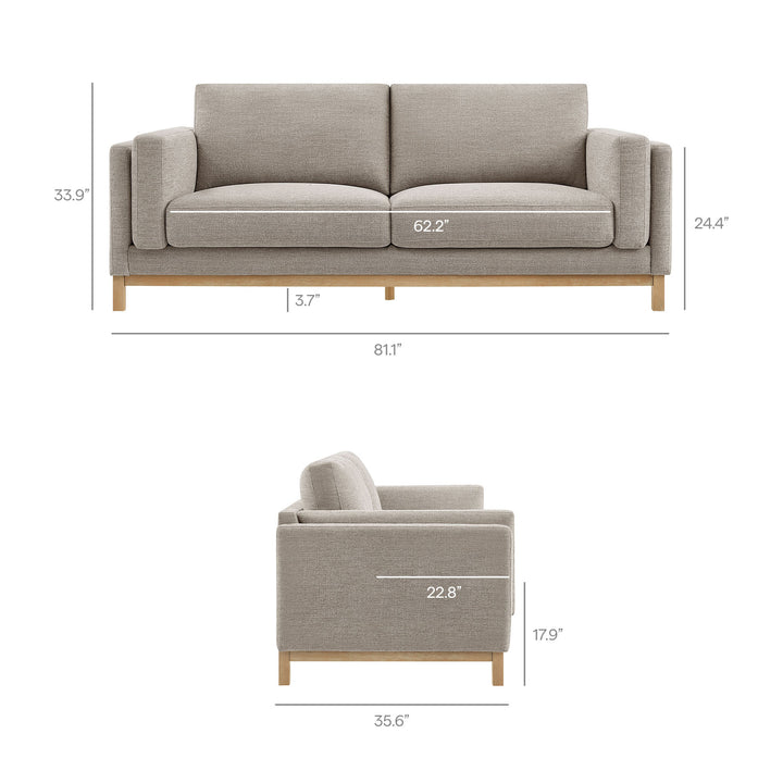 Roscoe 81 inch Fabric Sofa in Pewter