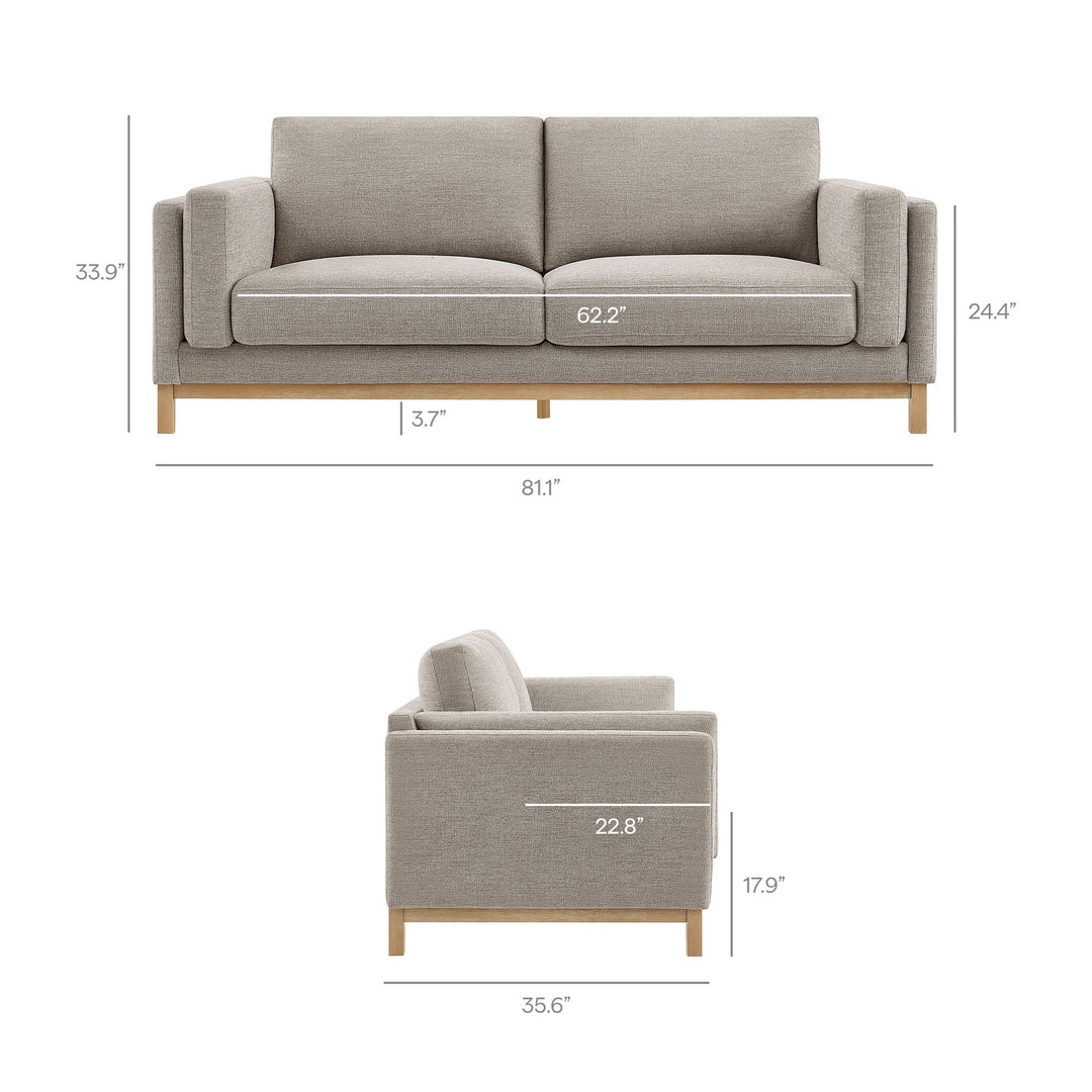 Roscoe 81 inch Fabric Sofa in Pewter