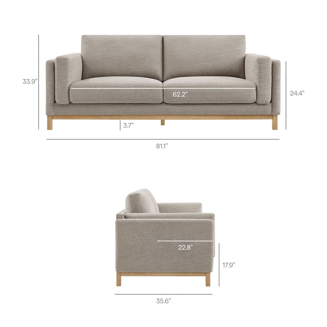 Roscoe 81 inch Fabric Sofa in Pewter