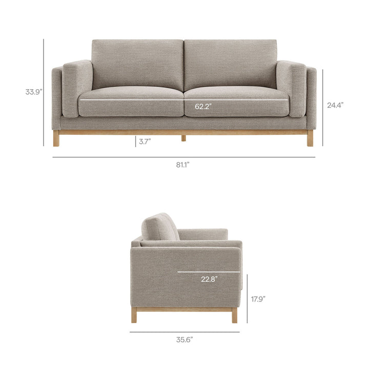 Roscoe 81 inch Fabric Sofa in Pewter
