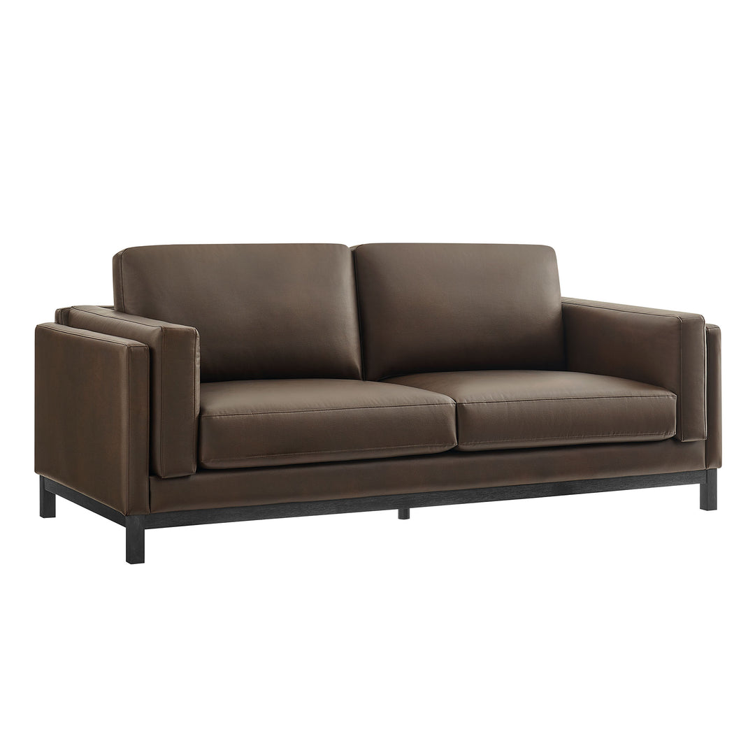 Roscoe 81 inch Vegan Leather Sofa in Espresso