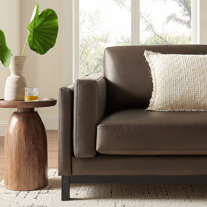 Roscoe 81 inch Vegan Leather Sofa in Espresso