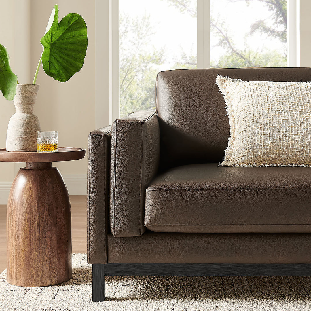 Roscoe 81 inch Vegan Leather Sofa in Espresso