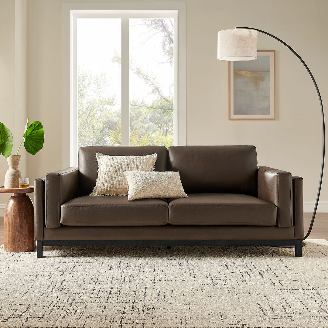 Roscoe 81 inch Vegan Leather Sofa in Espresso