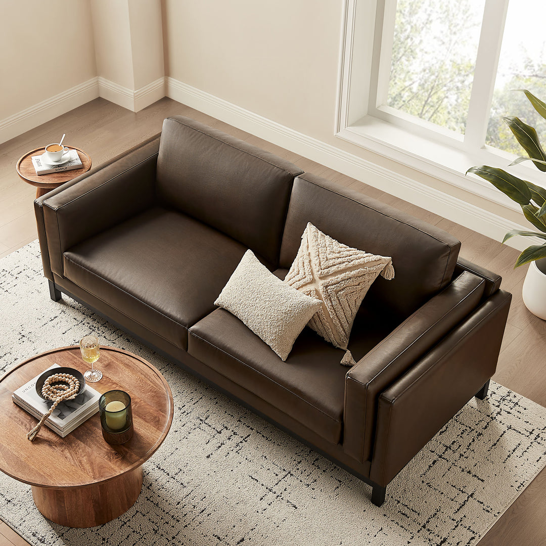 Roscoe 81 inch Vegan Leather Sofa in Espresso