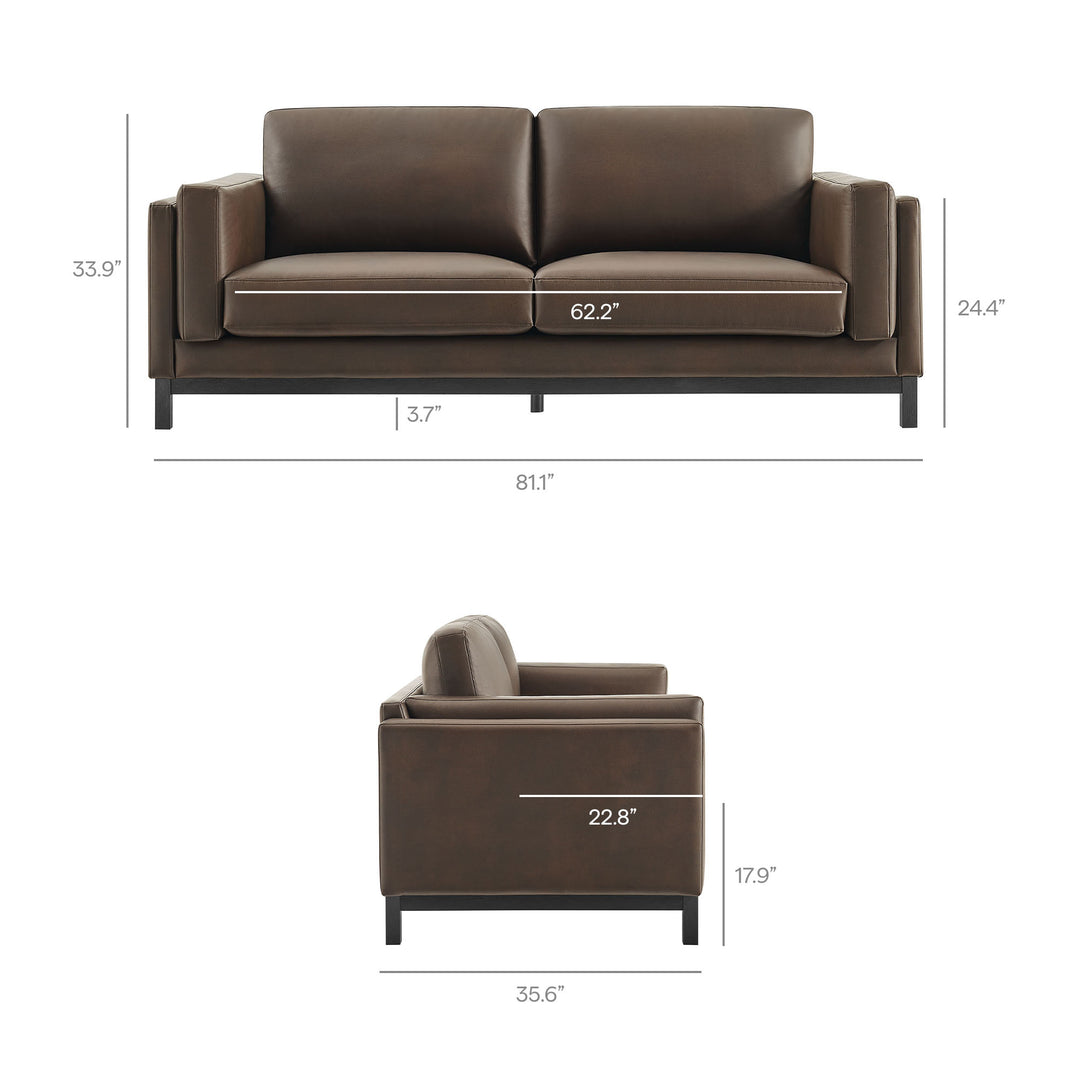 Roscoe 81 inch Vegan Leather Sofa in Espresso