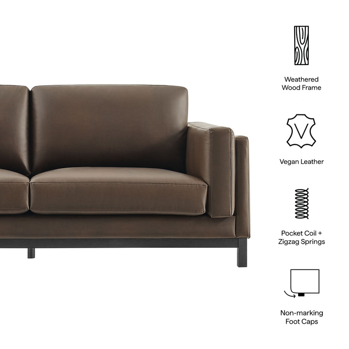 Roscoe 81 inch Vegan Leather Sofa in Espresso