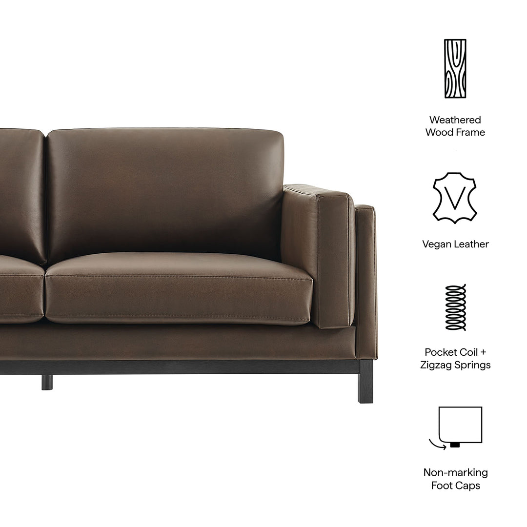 Roscoe 81 inch Vegan Leather Sofa in Espresso
