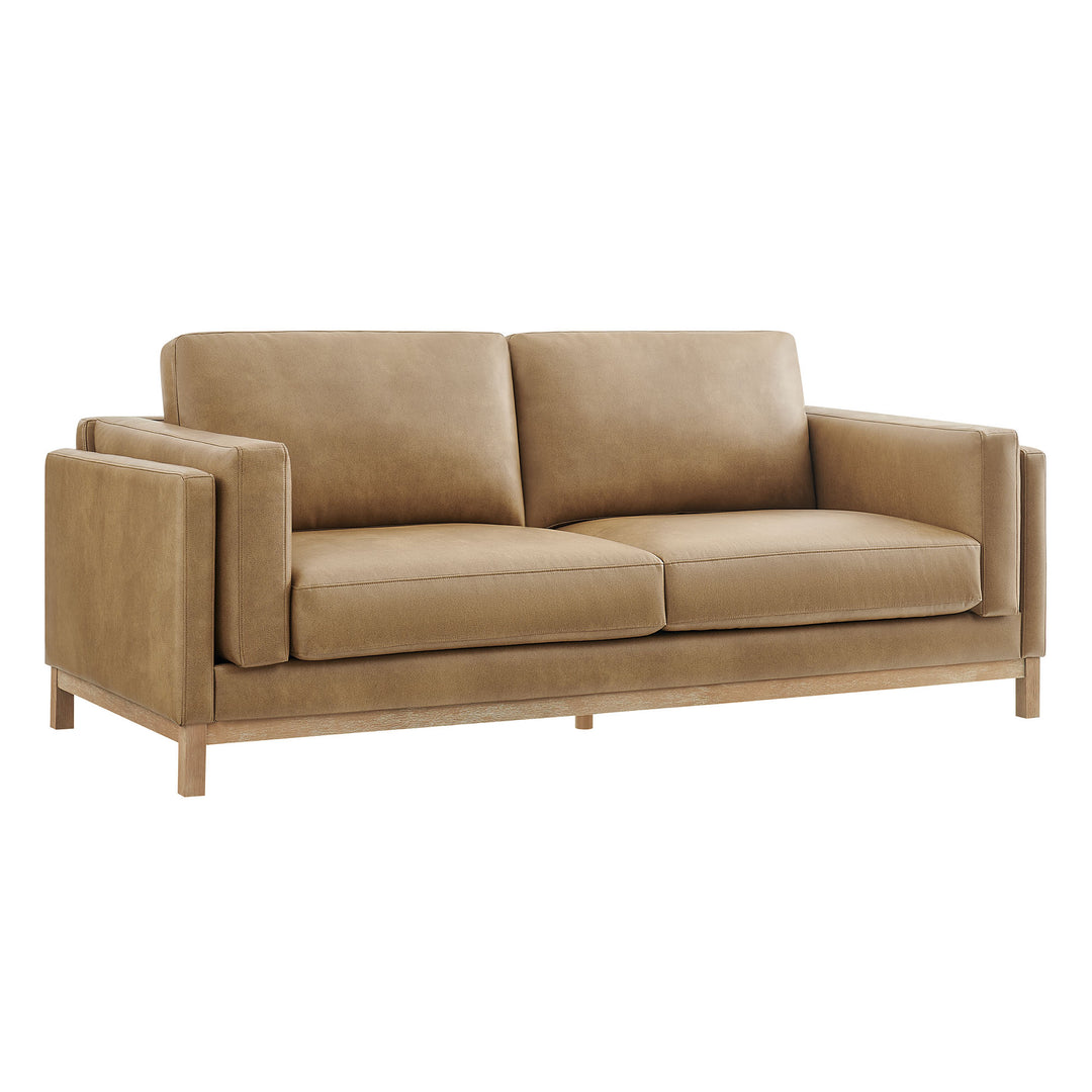 Roscoe 81 inch Vegan Leather Sofa in Toast