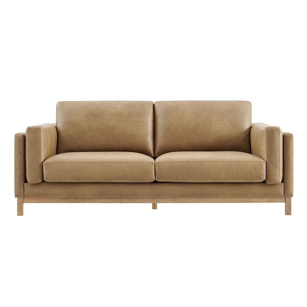 Roscoe 81 inch Vegan Leather Sofa in Toast