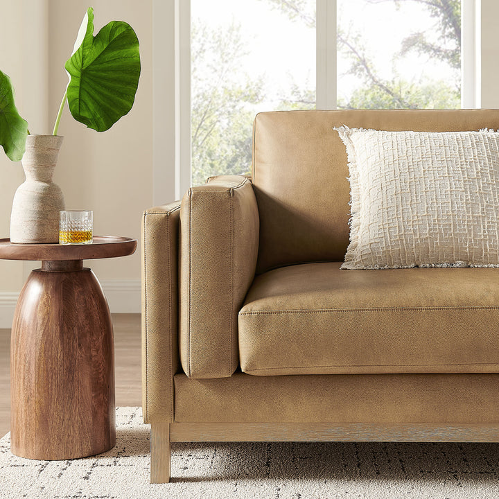 Roscoe 81 inch Vegan Leather Sofa in Toast