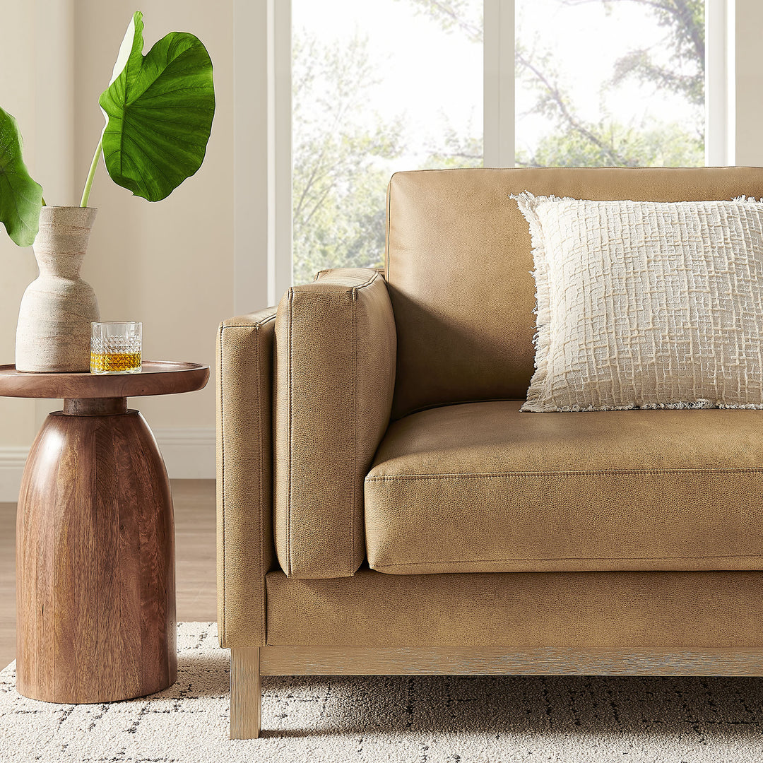 Roscoe 81 inch Vegan Leather Sofa in Toast