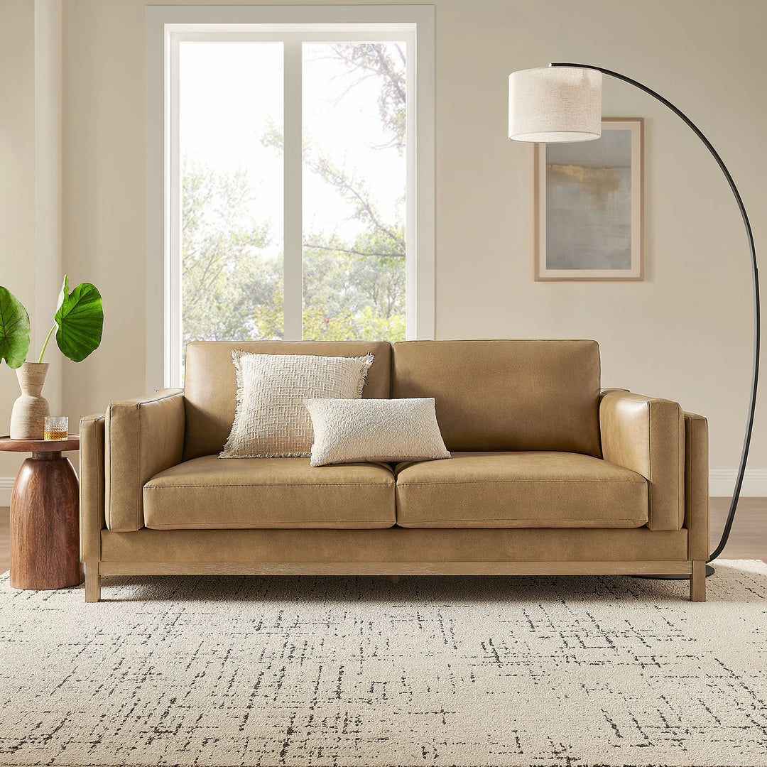 Roscoe 81 inch Vegan Leather Sofa in Toast