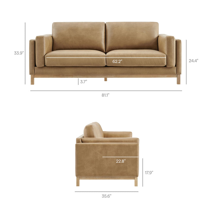 Roscoe 81 inch Vegan Leather Sofa in Toast