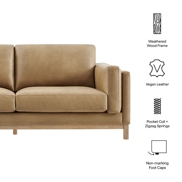 Roscoe 81 inch Vegan Leather Sofa in Toast