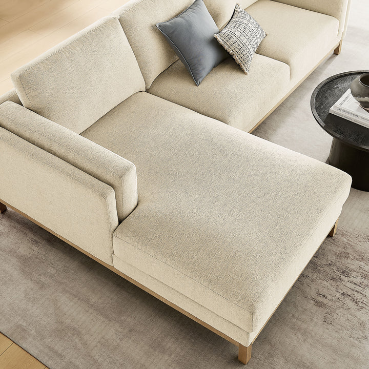 Roscoe Left-Facing Fabric Sectional Sofa with Chaise in Ivory
