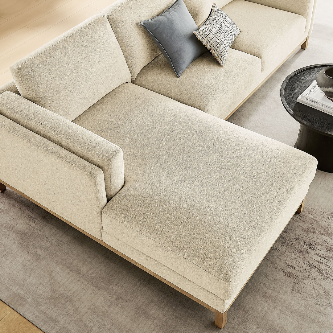 Roscoe Left-Facing Fabric Sectional Sofa with Chaise in Ivory